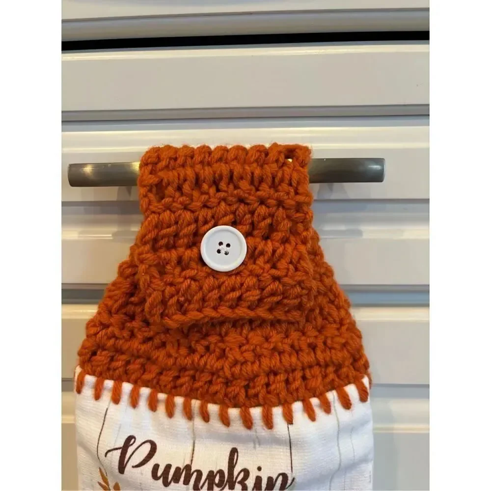 Crochet Top Kitchen Towel-Pumpkin spice everything gnome